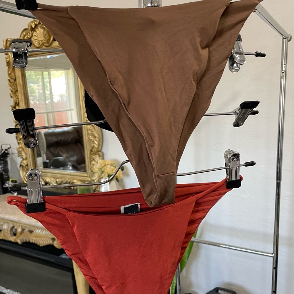 Naked Wardrobe Brown and Red Women's Swim Briefs